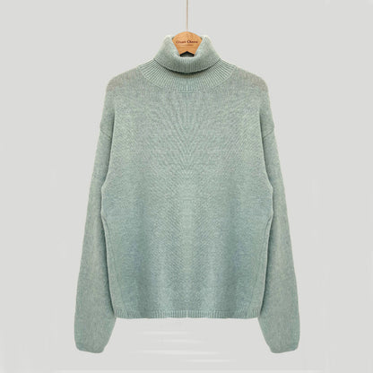 Pull avec col roulé vert pastel femme